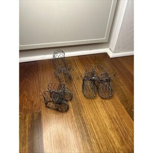 Vintage Metal Wire Baby Ornaments Set of 3 Stroller Shoes Chicken  Wire